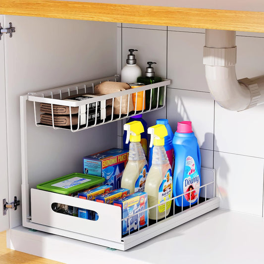 Under-Sink Organizers and Storage 2-Tier Sliding Cabinet Basket Organizer