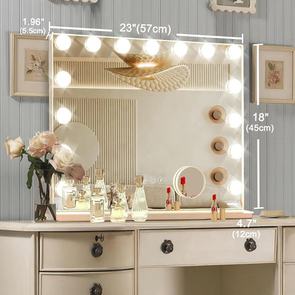 Vanity Mirror with Lights 15 Bulbs 3 Color Lights Make Up Lighted Mirror