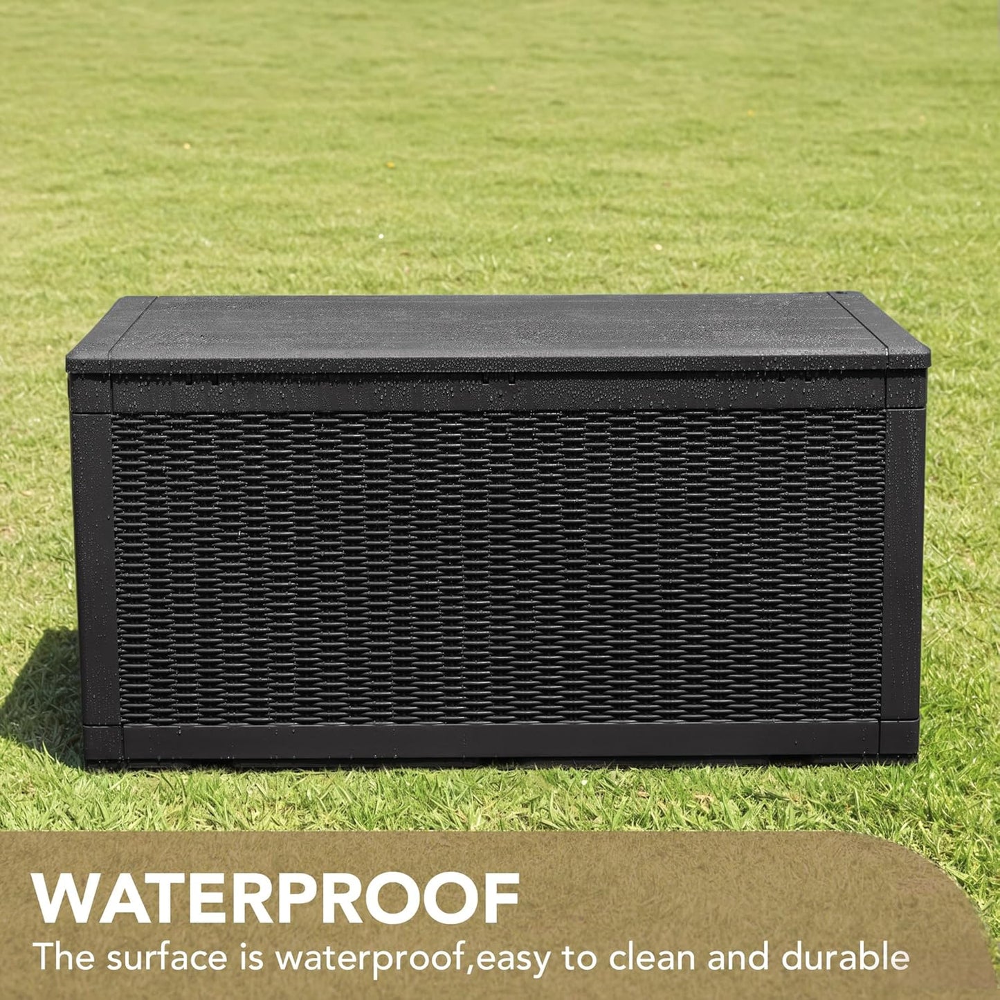 100-Gallon Waterproof Large Resin Deck Box - Lockable Storage Container