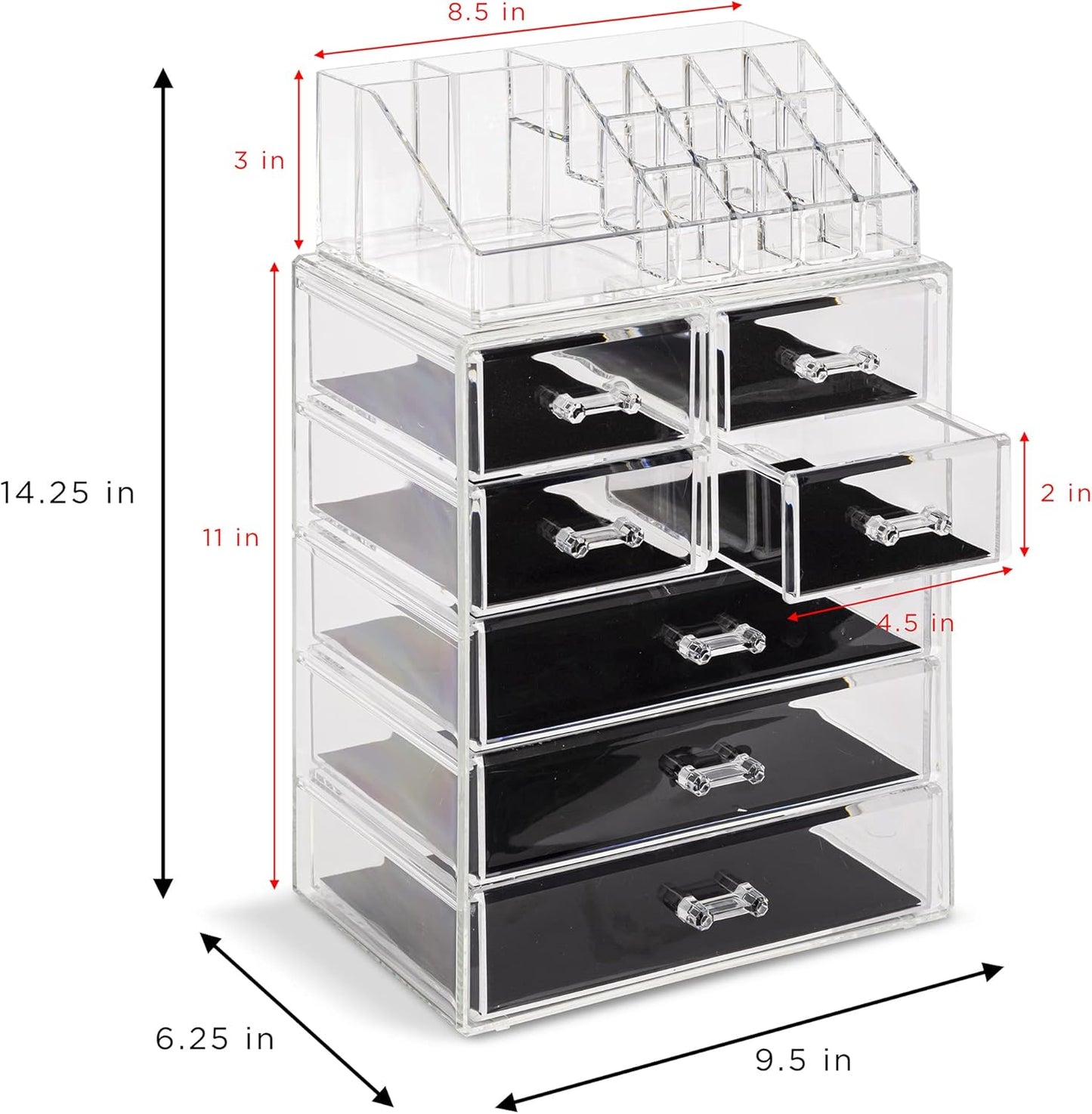 Clear Cosmetic Makeup Organizer Make Up & Jewelry Storage, Case & Display